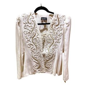 NWT Vintage white and gold matching embellished tank and blazer